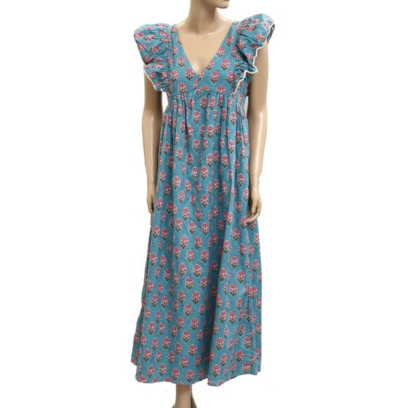 Saylor Dresses & Skirts - Saylor Anthropologie Floral Darya Maxi Dress Printed Cotton Lace Ruffle S 282062